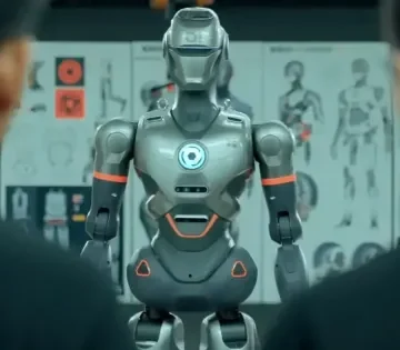 Megdobbento latni amint egy nyilvanos bemutato kozepen rug hasba egy kisgyermeket egy humanoid robot 360x315